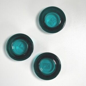Lot of Three Crate And Barrel Glass Tealight Candle Holder Teal Blue Votive